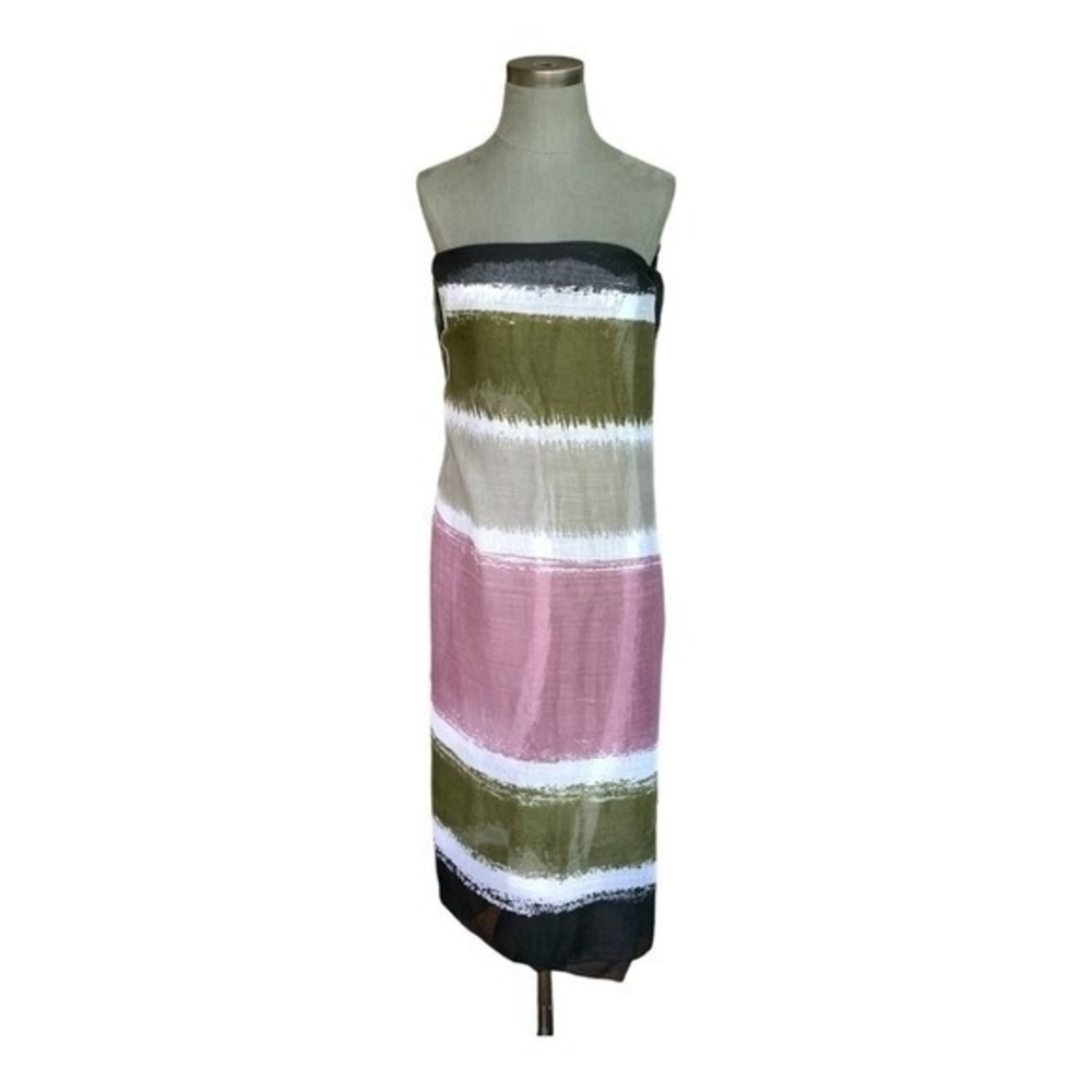 Color Block Sarong Purple Green Black White Sheer Wrap 78"x43" Beach Cover Up VG - Picture 4 of 6